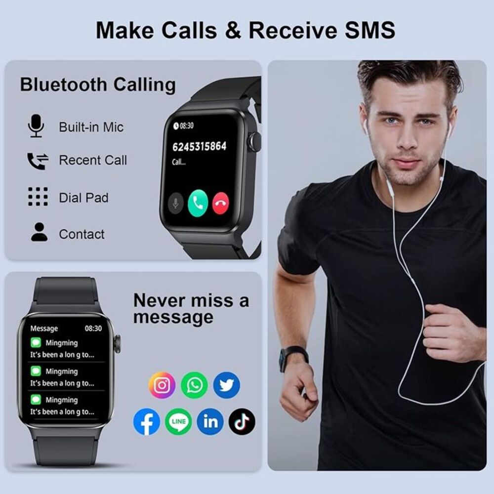 Smart Watch for Men Women, Grey - Picture 3 of 8